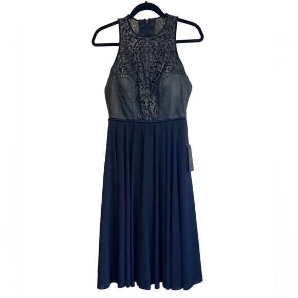 CATHERINE DEANE**Navy Leather Lace Midi Dress**US 6 $598 - Picture 4 of 8